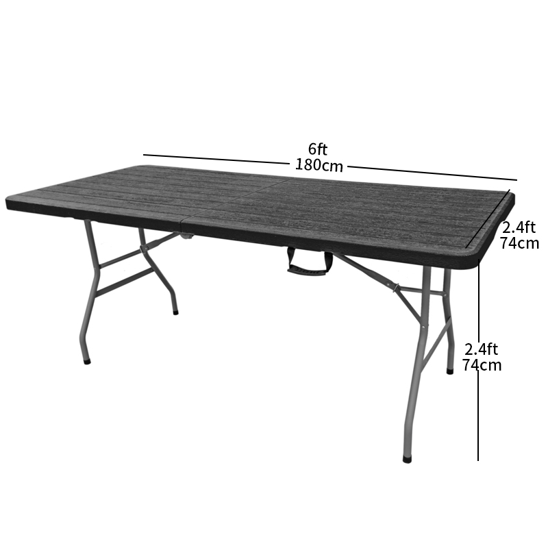 DS-CZ180W 6 FT FOLD IN HALF TABLE - Wood Grain